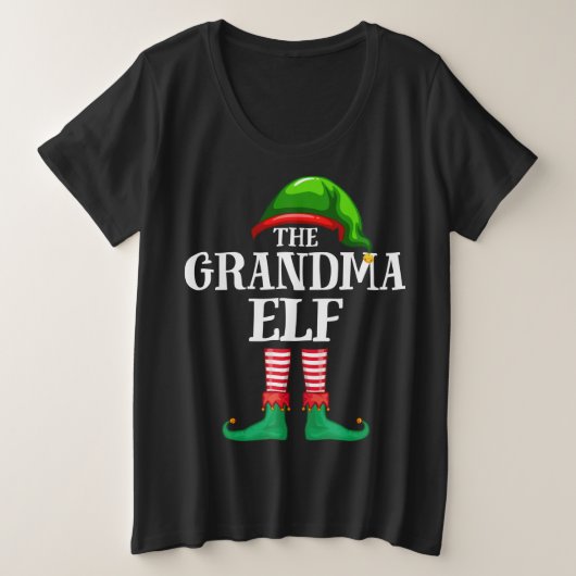 Grandma Elf Matching Family Kerstparty Pajama Grote Maat T-shirt (Design voorkant)