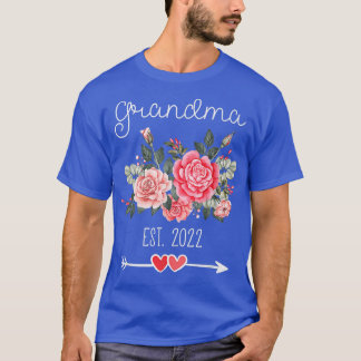 Grandma Est 2022 Zwangerschap Aankondiging Floral T-shirt