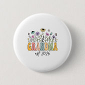 Grandma Est. 2026 Wildflower Promoted To Grandma Ronde Button 5,7 Cm (Voorkant)