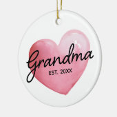 Grandma Est Date Watercolor Heart Christmas Keramisch Ornament (Links)