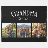Grandma Est. Established Year Custom Name 3 Photo Fleece Deken (Voorkant (Horizontaal))