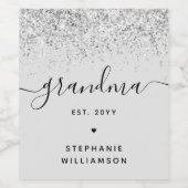 Grandma Est Glitter Confetti Custom Grandma Gift Wijn Etiket (Enkel label)