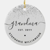 Grandma Est Glitter Confetti Custom Grandma Gifts Keramisch Ornament (Achterkant)