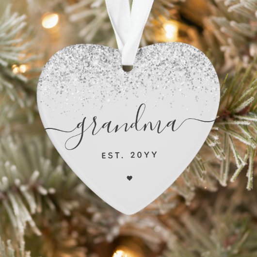 Grandma Est Glitter Confetti Custom Grandma Gifts Ornament (Boom)
