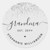 Grandma Est Glitter Confetti Custom Grandma Gifts Ronde Sticker (Voorkant)