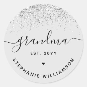 Grandma Est Glitter Confetti Custom Grandma Gifts Ronde Sticker