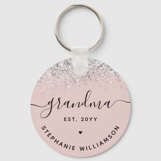 Grandma Est Glitter Confetti Custom Grandma Gifts Sleutelhanger (Voorkant)