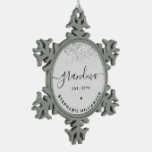 Grandma Est Glitter Confetti Custom Grandma Gifts Tin Sneeuwvlok Ornament (Links)