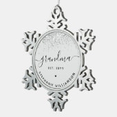 Grandma Est Glitter Confetti Custom Grandma Gifts Tin Sneeuwvlok Ornament (Rechts)
