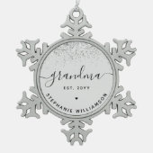 Grandma Est Glitter Confetti Custom Grandma Gifts Tin Sneeuwvlok Ornament (Voorkant)