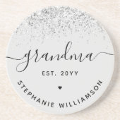 Grandma Est Glitter Confetti Custom Grandma Gifts Zandsteen Onderzetter (Voorkant)