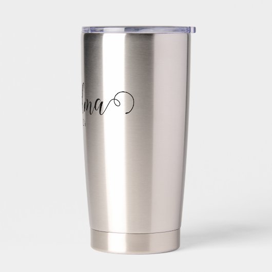 Grandma Est Modern Black Script Custom Date Geïsoleerde Drinkbeker (Links)