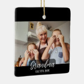 Grandma Est. White script 3 photo Keramisch Ornament (Rechts)