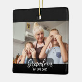 Grandma Est. White script 3 photo Keramisch Ornament (Links)
