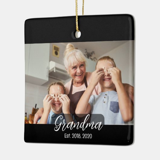 Grandma Est. White script 3 photo Keramisch Ornament (Links)