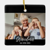 Grandma Est. White script 3 photo Keramisch Ornament (Voorkant)