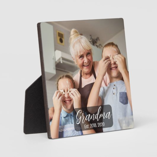 Grandma Est. White script photo Fotoplaat (Voorkant)