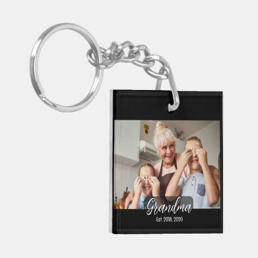 Grandma Est. White script photo Sleutelhanger (Voorkant Links)
