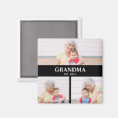 Grandma Established 3 Photo Grandparent's Day Magneet (Voorkant / Achterkant)