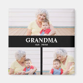 Grandma Established 3 Photo Grandparent's Day Magneet (Voorkant)