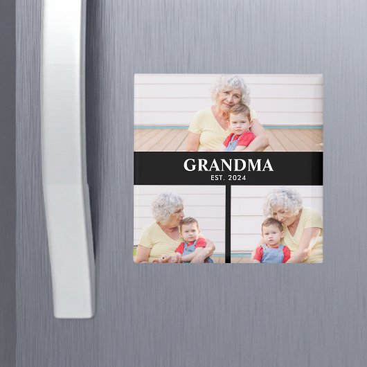 Grandma Established 3 Photo Grandparent's Day Magneet