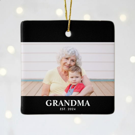 Grandma Established Black White Bold Photo Keramisch Ornament