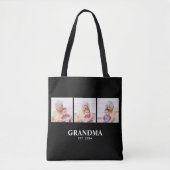 Grandma Established Bold Black 3 Photo Tote Bag (Voorkant)