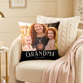 Grandma Established Custom Name Year Photo Black Kussen