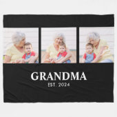 Grandma Established Elegant Bold Black 3 Photo Fleece Deken (Voorkant (Horizontaal))