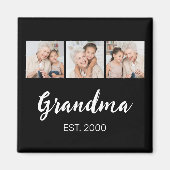 Grandma Established Modern Script 3 Photo Black Magneet (Voorkant)