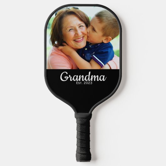 Grandma Established Modern Script Photo Pickleball Paddle (Voorkant)