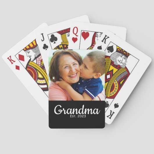 Grandma Established Modern Script Photo  Pokerkaarten (Achterkant)