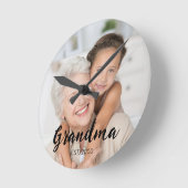Grandma Established Modern Script Photo Ronde Klok (Hoek)
