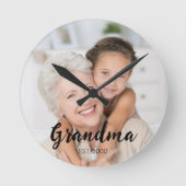 Grandma Established Modern Script Photo Ronde Klok (Voorkant)