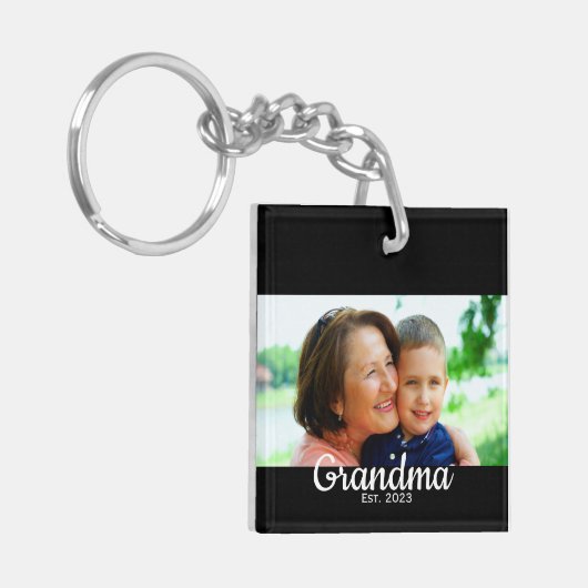 Grandma Established Modern Script Photo  Sleutelhanger (Voorkant Links)