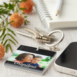 Grandma Established Modern Script Photo Sleutelhanger