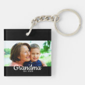 Grandma Established Modern Script Photo  Sleutelhanger (Achterkant)