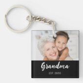 Grandma Established Modern Script Photo Sleutelhanger (Voorkant)