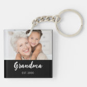 Grandma Established Modern Script Photo Sleutelhanger (Achterkant)