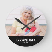 Grandma Established Modern White Photo Ronde Klok (Voorkant)