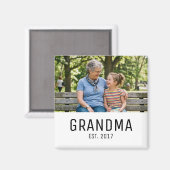 Grandma Established Photo Gift Magneet (Voorkant / Achterkant)