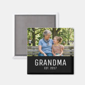 Grandma Established Photo Gift Magneet (Voorkant / Achterkant)