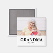 Grandma Established Photo Gift Magneet (Voorkant / Achterkant)