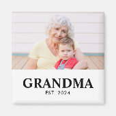 Grandma Established Photo Gift Magneet (Voorkant)