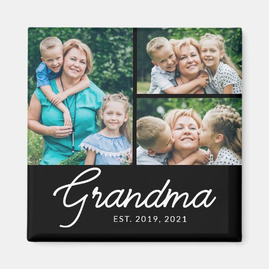 Grandma Established Script 3 Photo Magneet (Voorkant)