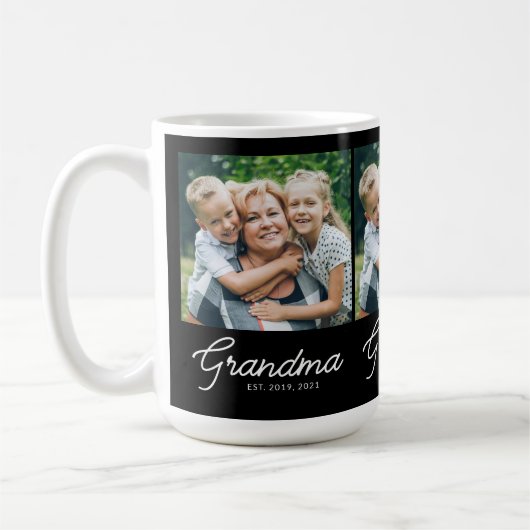 Grandma Established Script Black Photo Koffiemok (Links)