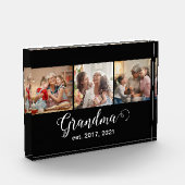 Grandma Established Script Gift 3 Photo Fotoblokken (Links)
