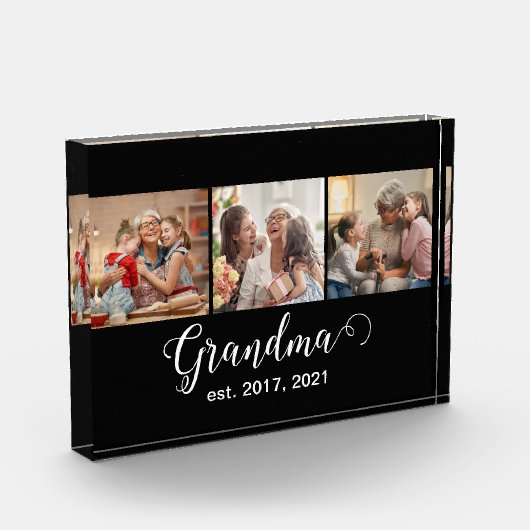 Grandma Established Script Gift 3 Photo Fotoblokken (Links)