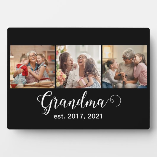 Grandma Established Script Gift 3 Photo Fotoplaat (voorkant)