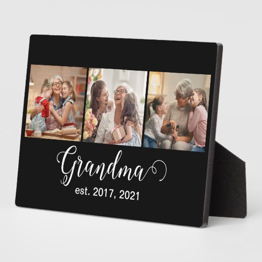 Grandma Established Script Gift 3 Photo Fotoplaat (Zijkant)